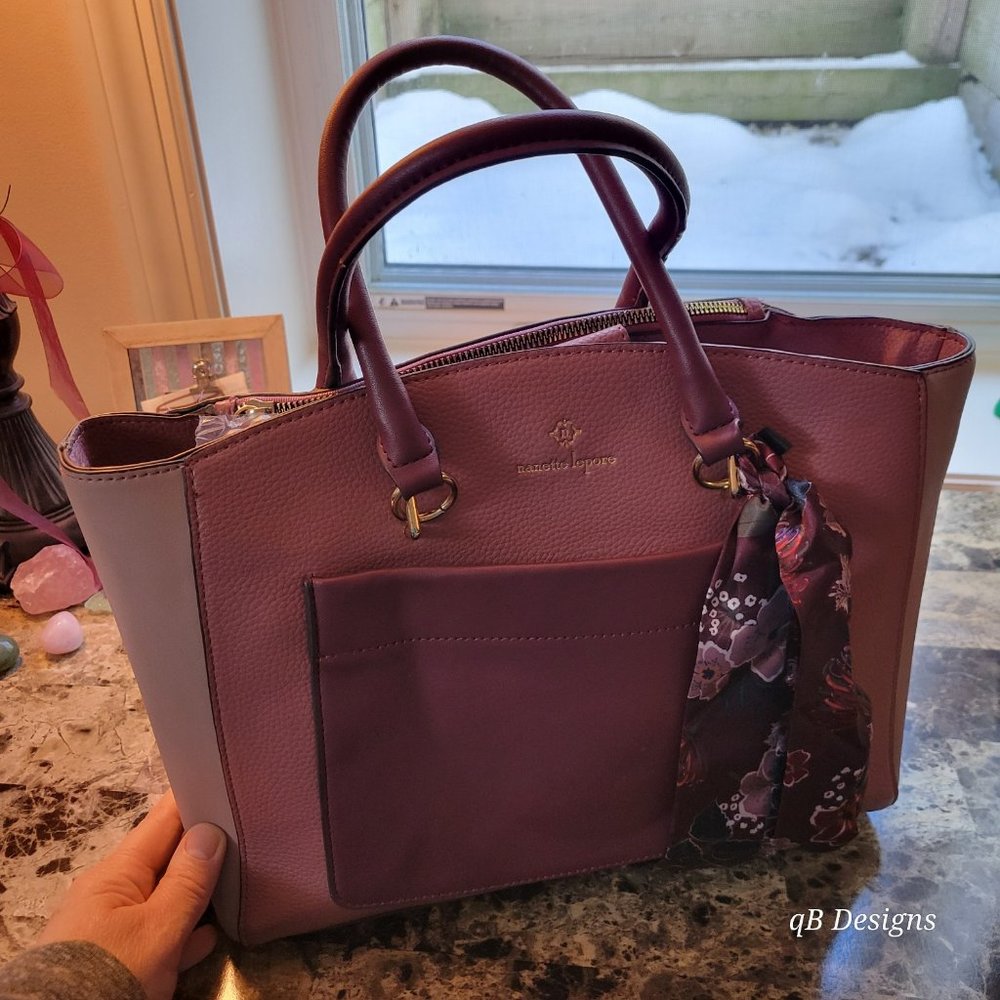 Nanettte Lepore Faux Leather Satchel - Darryl - Mauve, Orchid, Burgundy